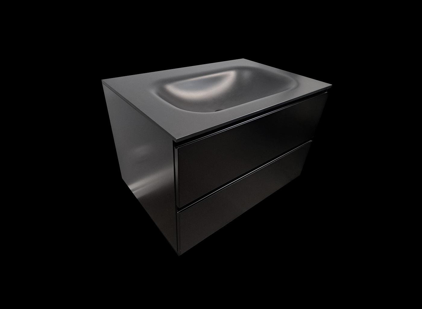 Szafka łazienkowa, czarna 80x55x50cm z umywalką kompozytową wygiętą z blatu